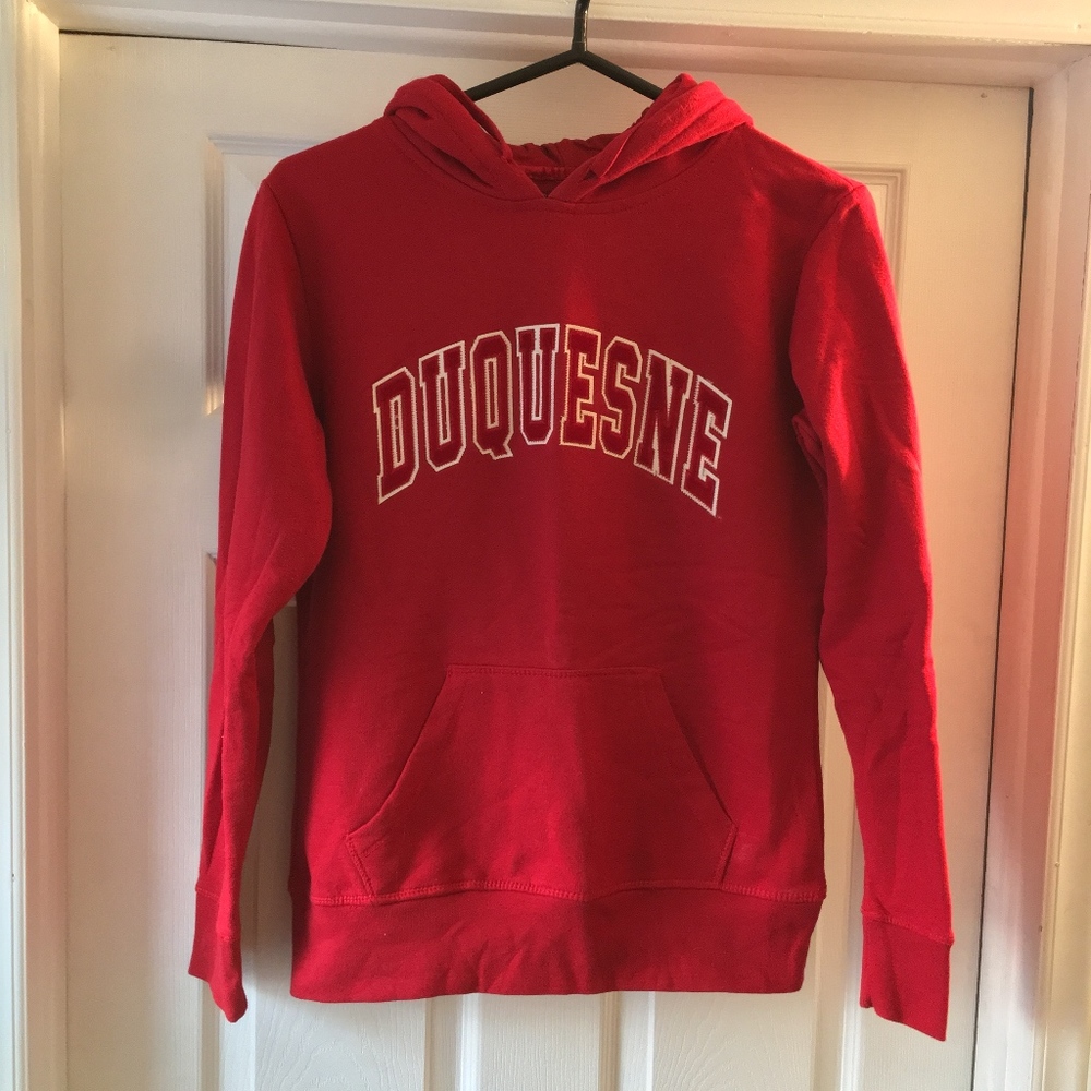Red Slim Fit Duquesne University Hooded Sweatshirt